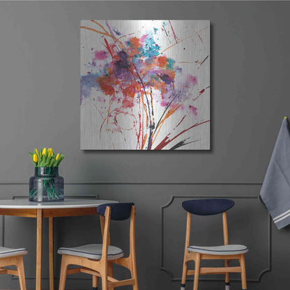 Luxe Metal Art 'Floral Explosion I on White' by Jan Griggs, Metal Wall Art,36x36