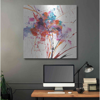 Luxe Metal Art 'Floral Explosion I on White' by Jan Griggs, Metal Wall Art,36x36