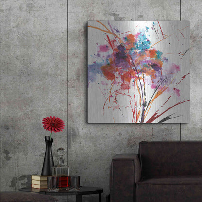 Luxe Metal Art 'Floral Explosion I on White' by Jan Griggs, Metal Wall Art,36x36