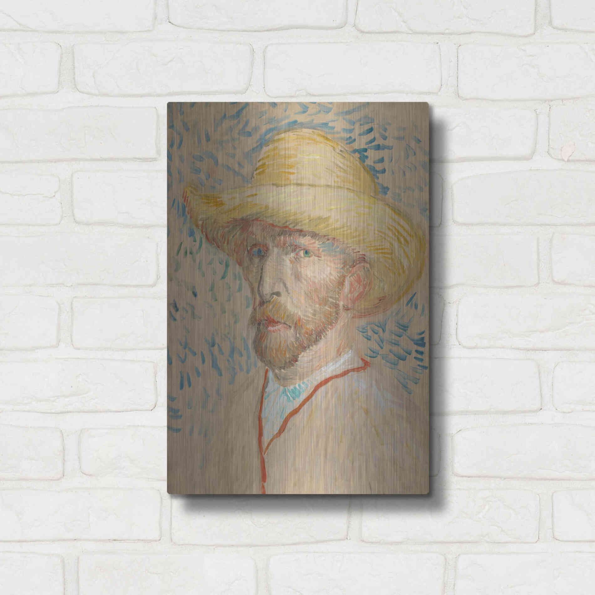 Luxe Metal Art 'Zelfportret Selfportrait' by Vincent Van Gogh, Metal Wall Art,12x16