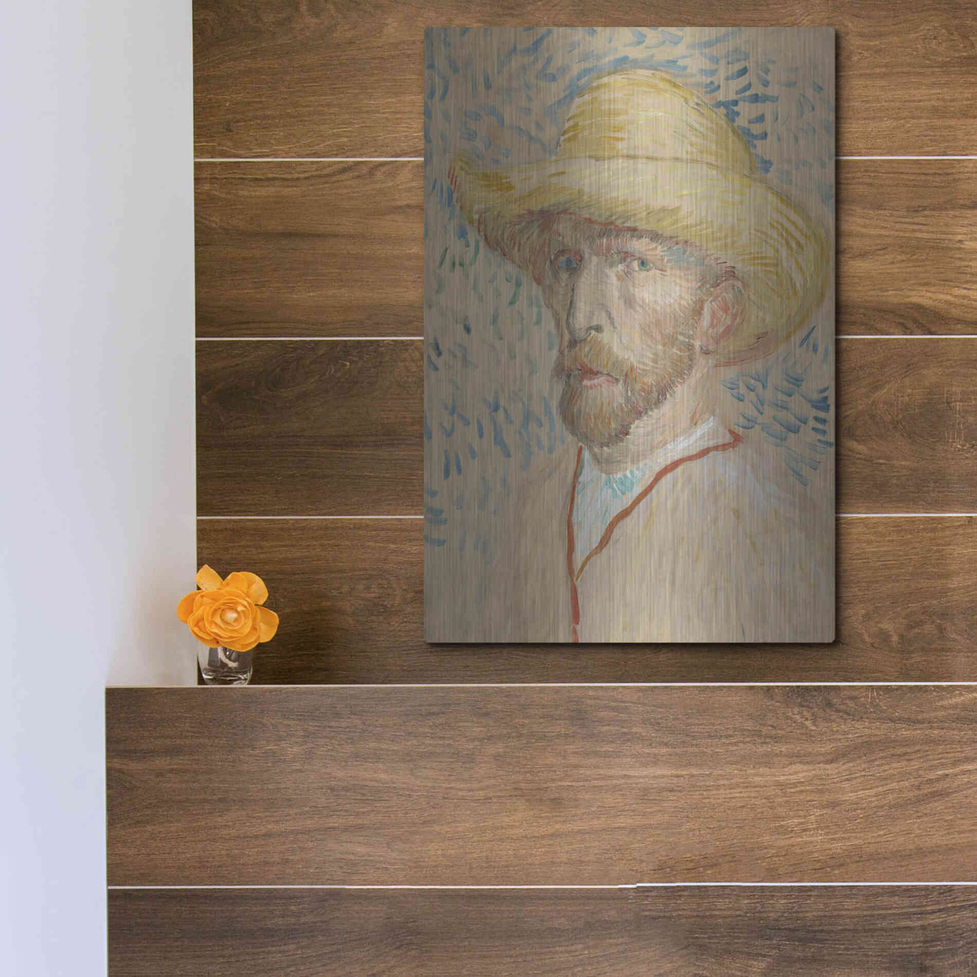 Luxe Metal Art 'Zelfportret Selfportrait' by Vincent Van Gogh, Metal Wall Art,12x16