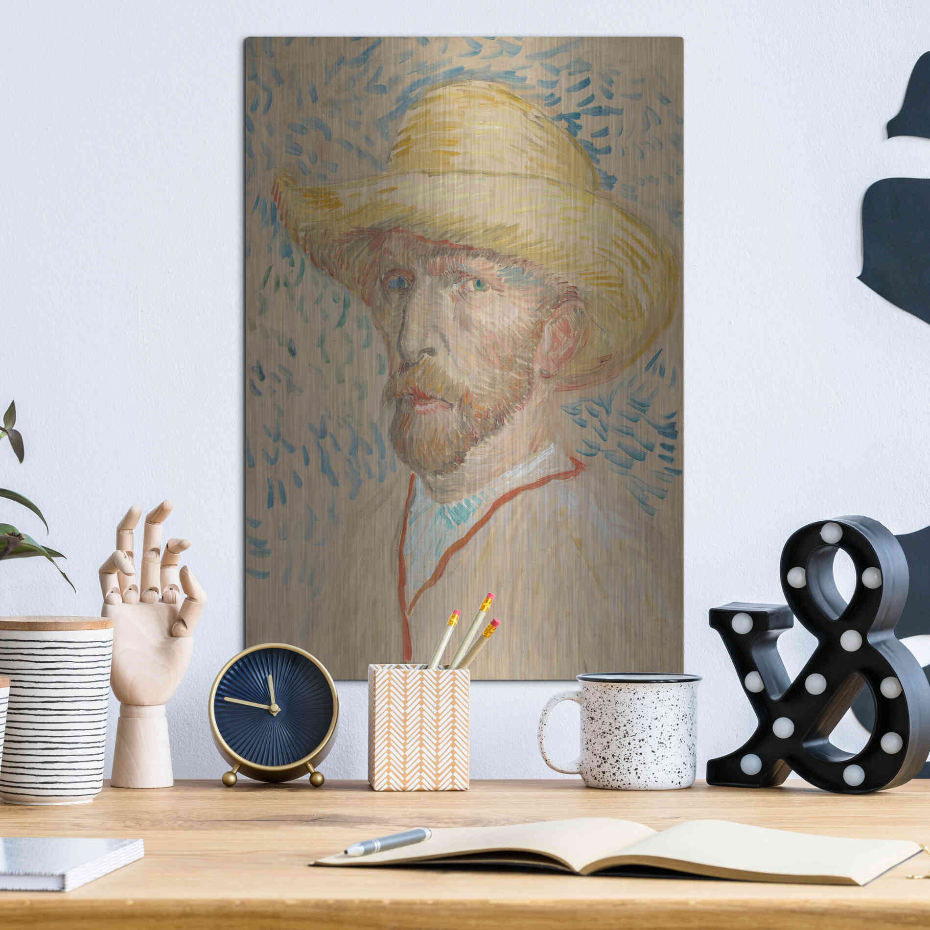 Luxe Metal Art 'Zelfportret Selfportrait' by Vincent Van Gogh, Metal Wall Art,12x16
