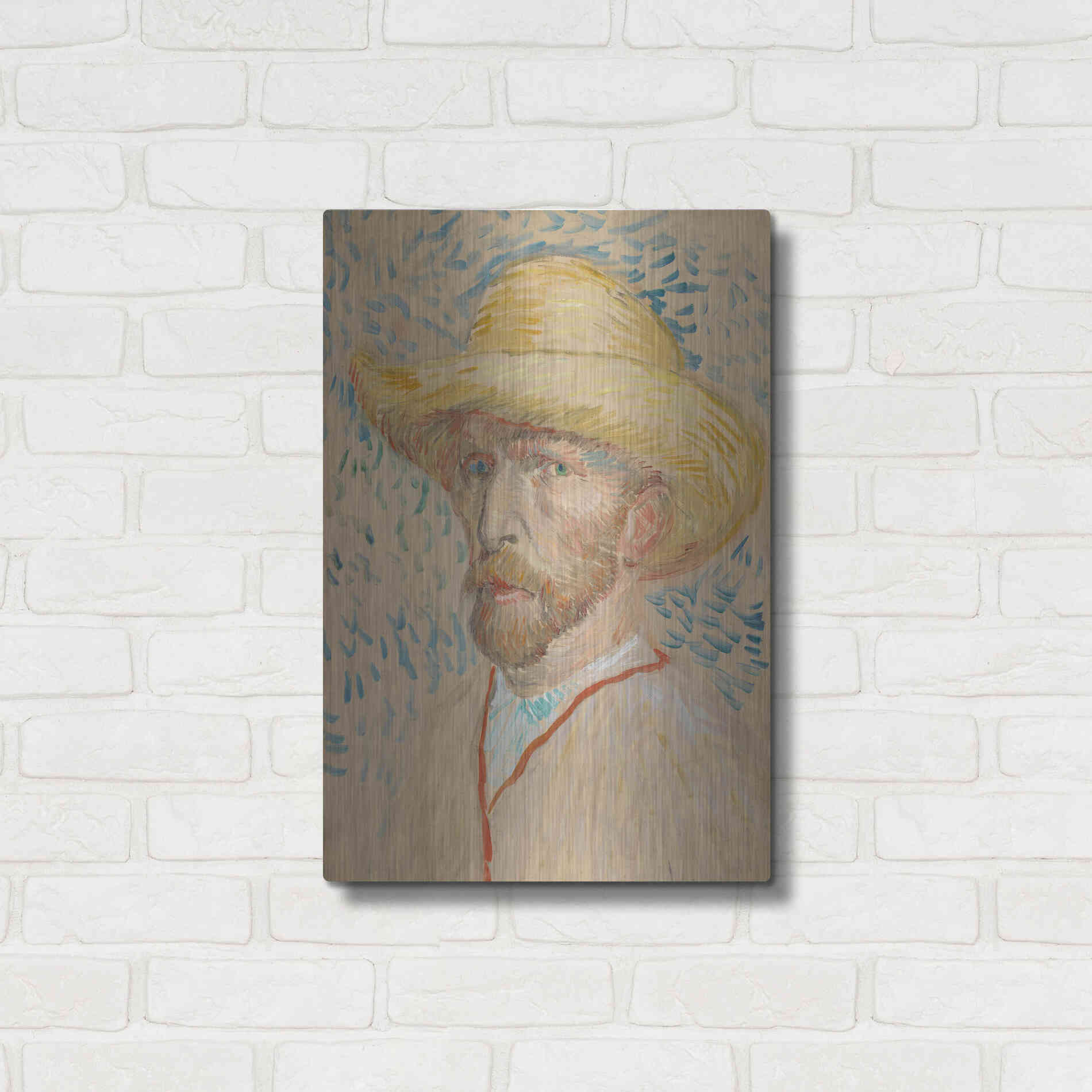 Luxe Metal Art 'Zelfportret Selfportrait' by Vincent Van Gogh, Metal Wall Art,16x24
