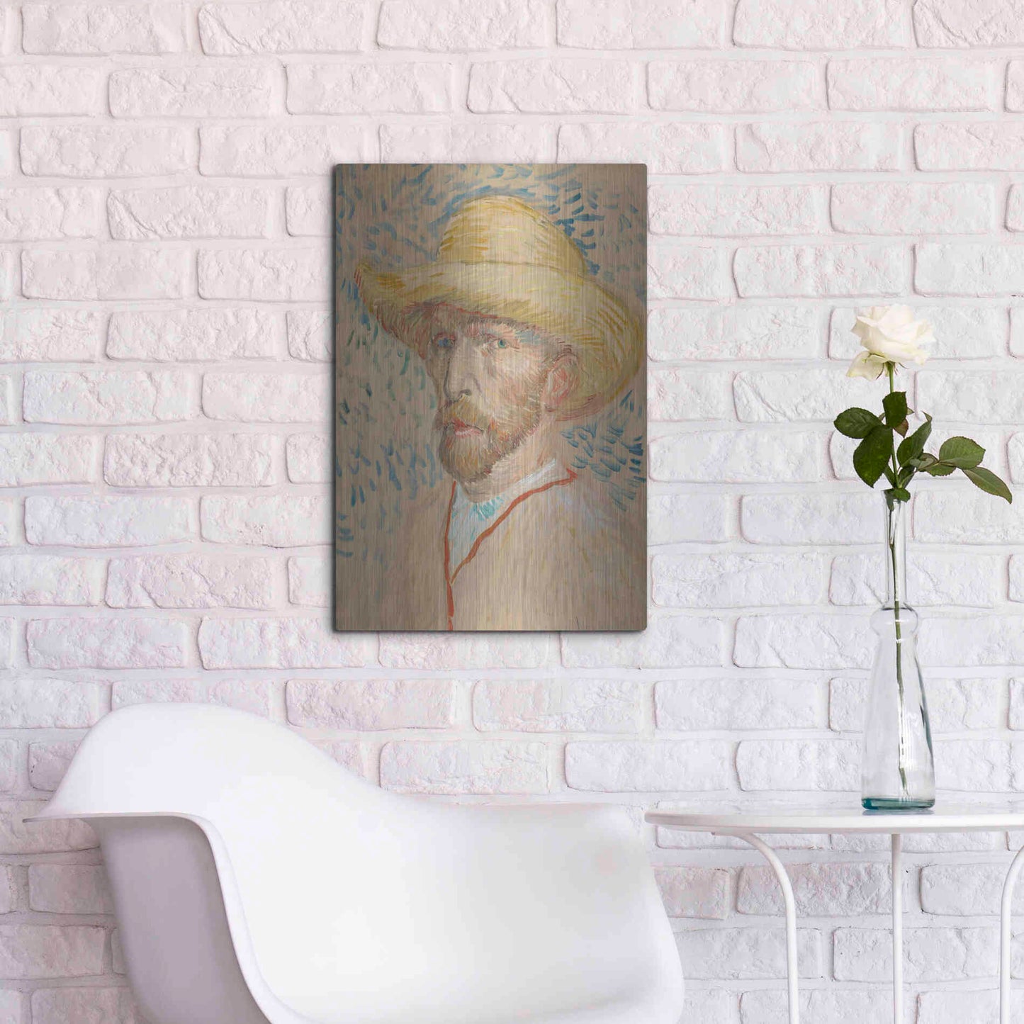 Luxe Metal Art 'Zelfportret Selfportrait' by Vincent Van Gogh, Metal Wall Art,16x24