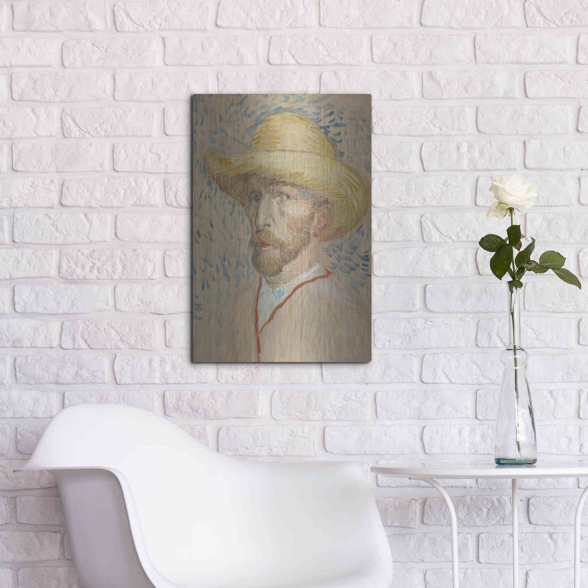 Luxe Metal Art 'Zelfportret Selfportrait' by Vincent Van Gogh, Metal Wall Art,16x24