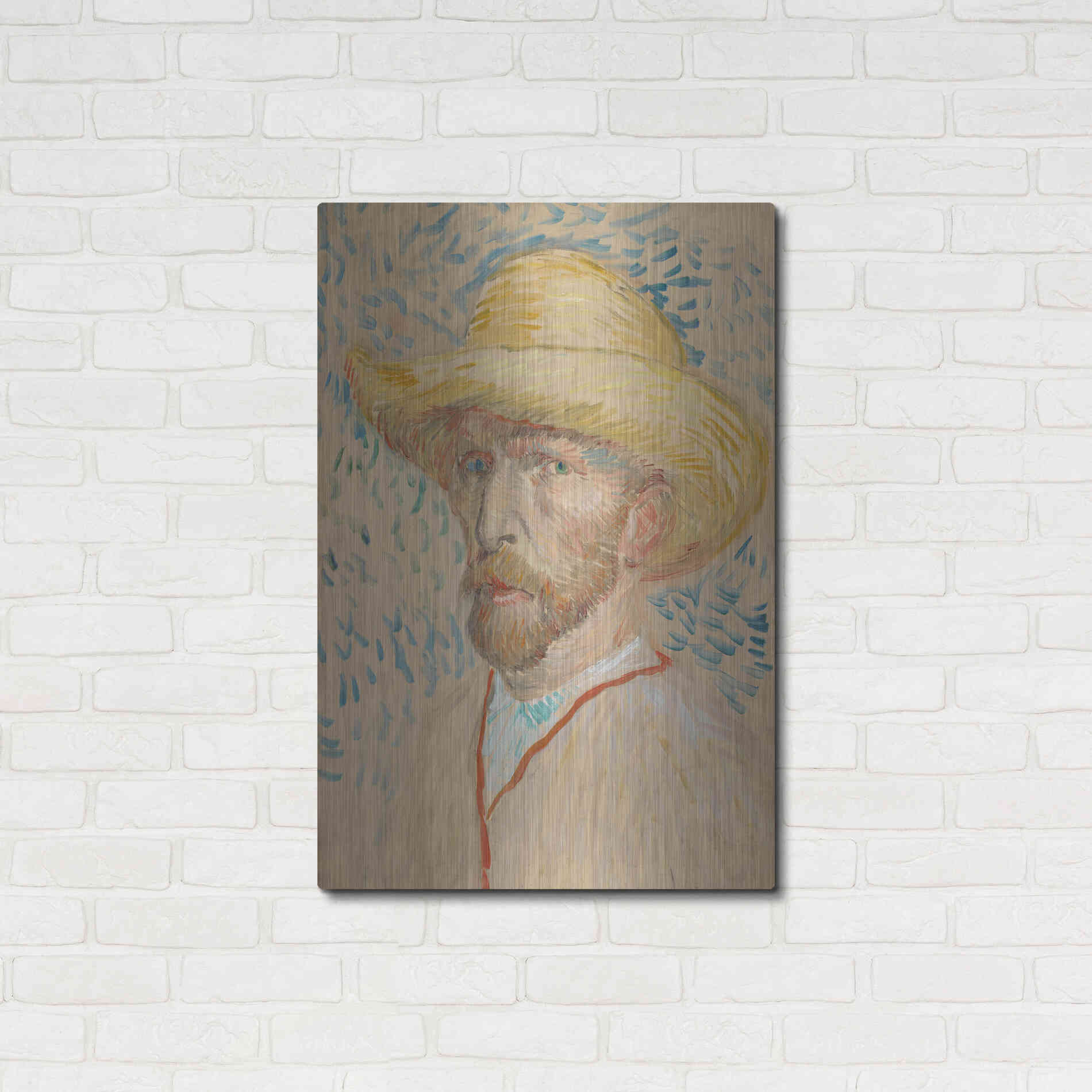 Luxe Metal Art 'Zelfportret Selfportrait' by Vincent Van Gogh, Metal Wall Art,24x36