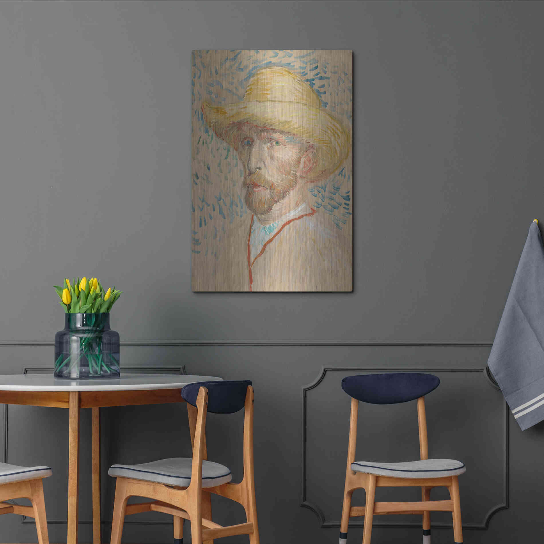 Luxe Metal Art 'Zelfportret Selfportrait' by Vincent Van Gogh, Metal Wall Art,24x36