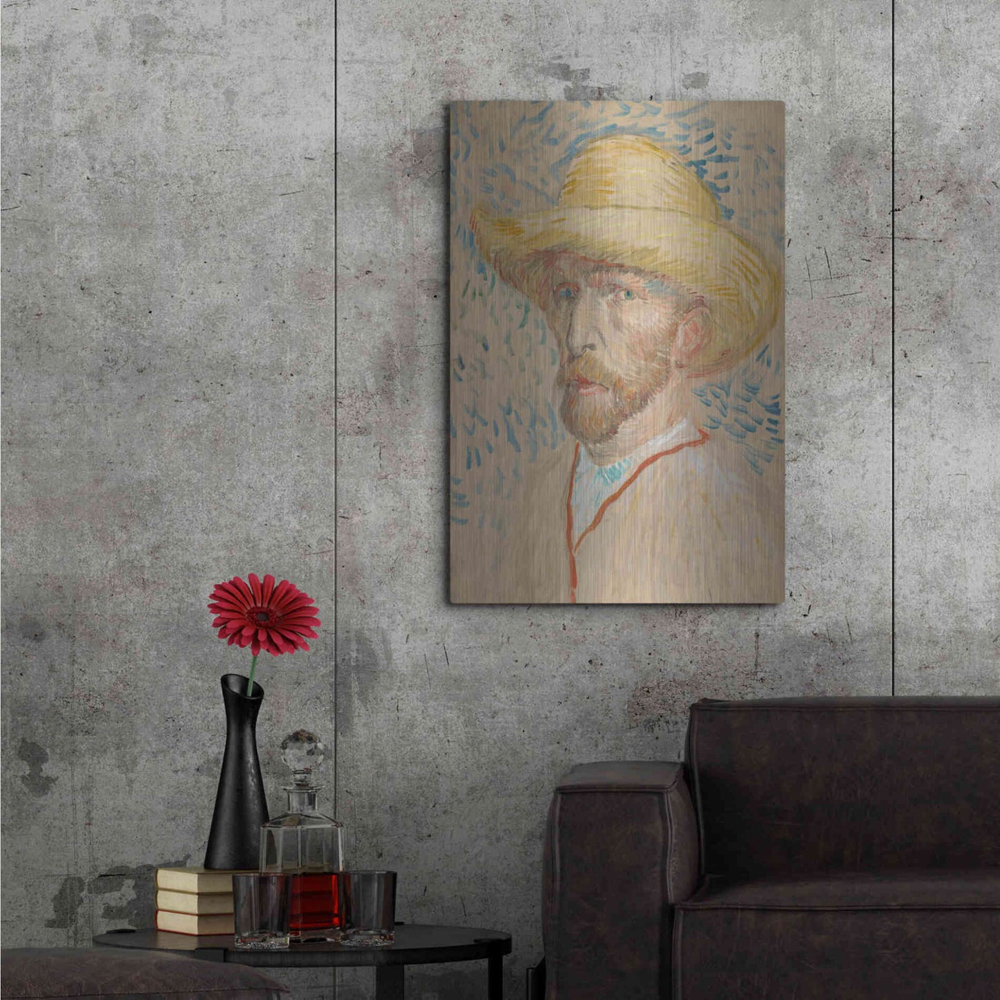 Luxe Metal Art 'Zelfportret Selfportrait' by Vincent Van Gogh, Metal Wall Art,24x36