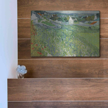 Luxe Metal Art 'Vineyards At Auvers' by Vincent Van Gogh, Metal Wall Art,16x12