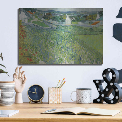 Luxe Metal Art 'Vineyards At Auvers' by Vincent Van Gogh, Metal Wall Art,16x12