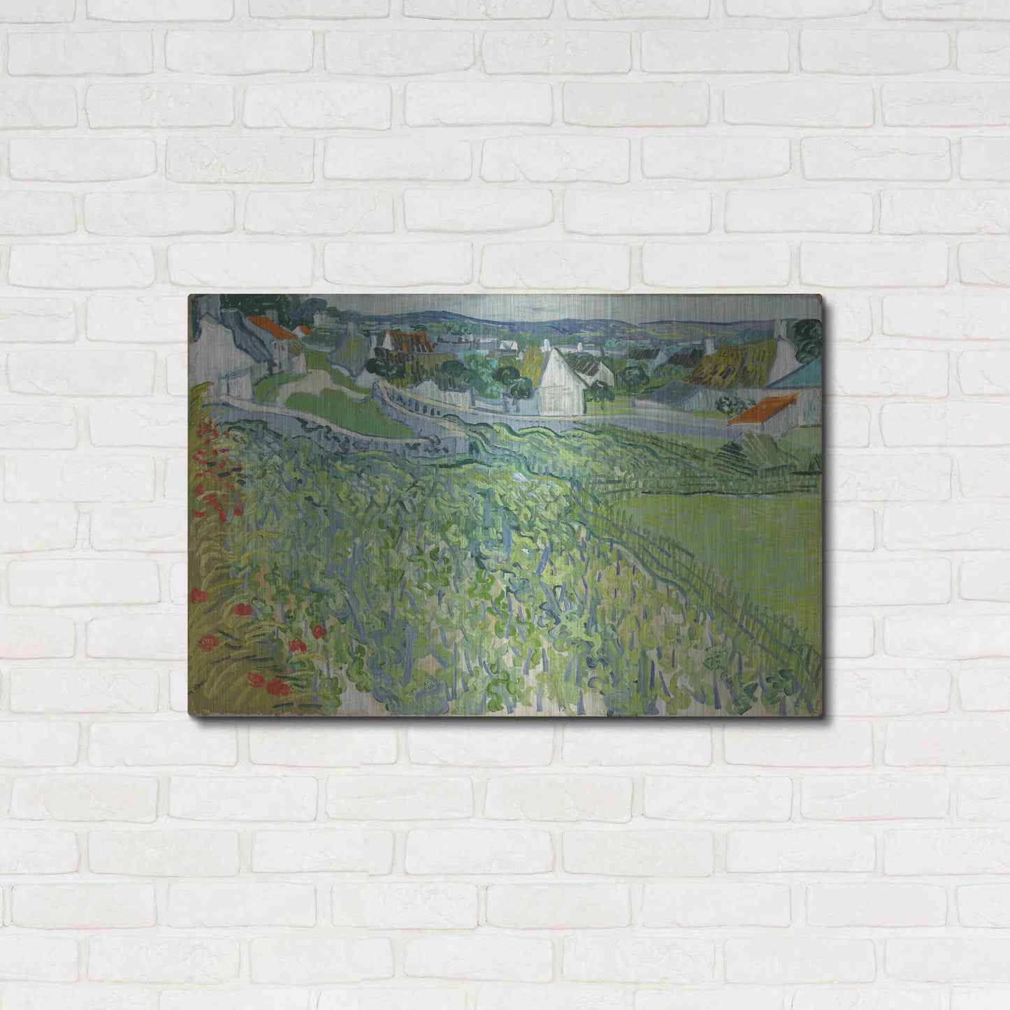 Luxe Metal Art 'Vineyards At Auvers' by Vincent Van Gogh, Metal Wall Art,36x24