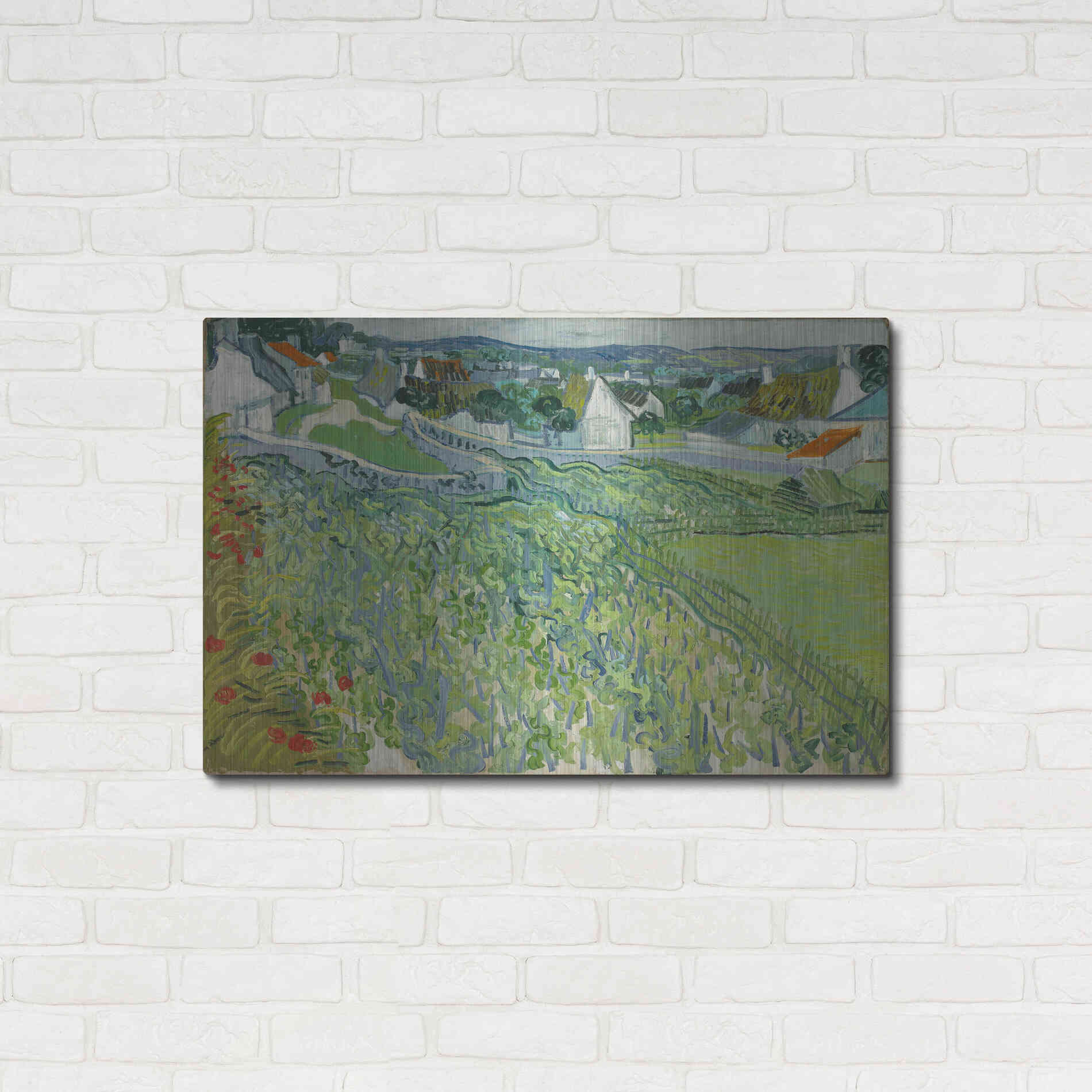 Luxe Metal Art 'Vineyards At Auvers' by Vincent Van Gogh, Metal Wall Art,36x24