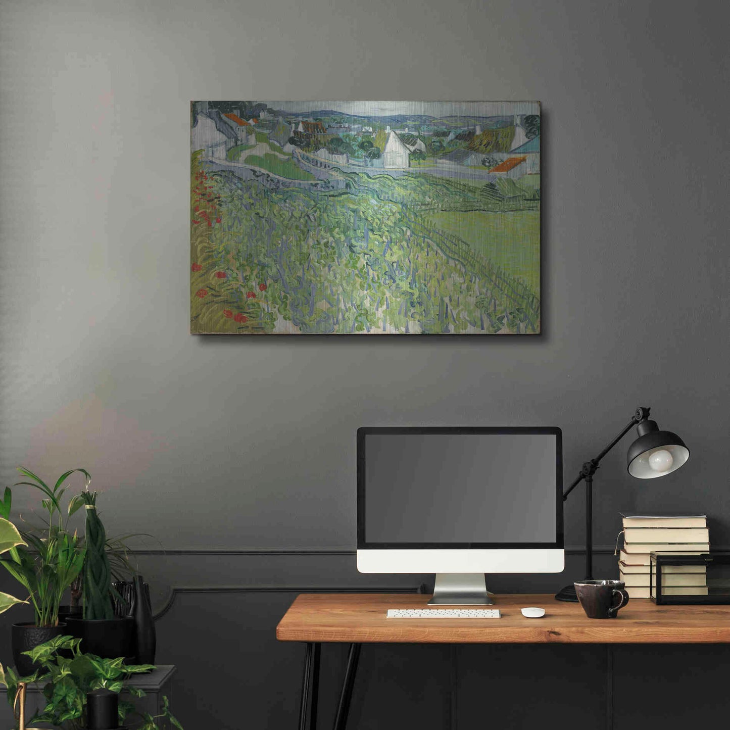 Luxe Metal Art 'Vineyards At Auvers' by Vincent Van Gogh, Metal Wall Art,36x24