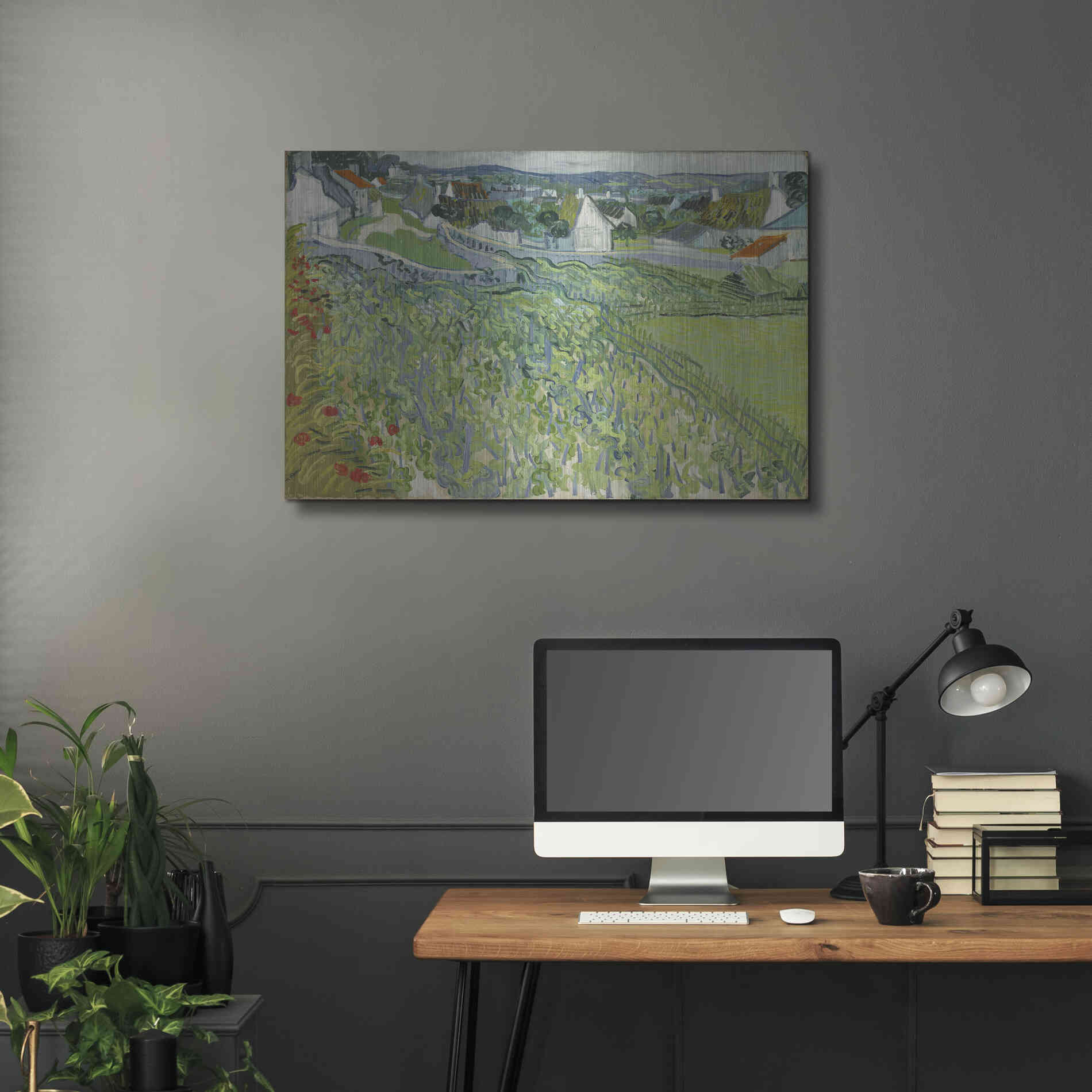 Luxe Metal Art 'Vineyards At Auvers' by Vincent Van Gogh, Metal Wall Art,36x24