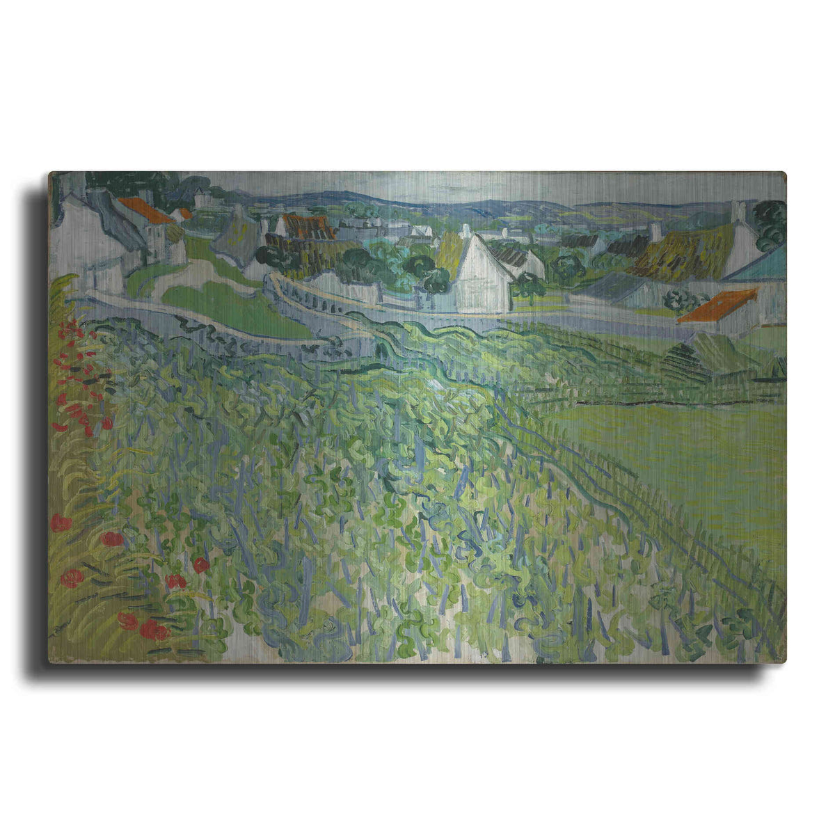 Luxe Metal Art 'Vineyards At Auvers' by Vincent Van Gogh, Metal Wall Art