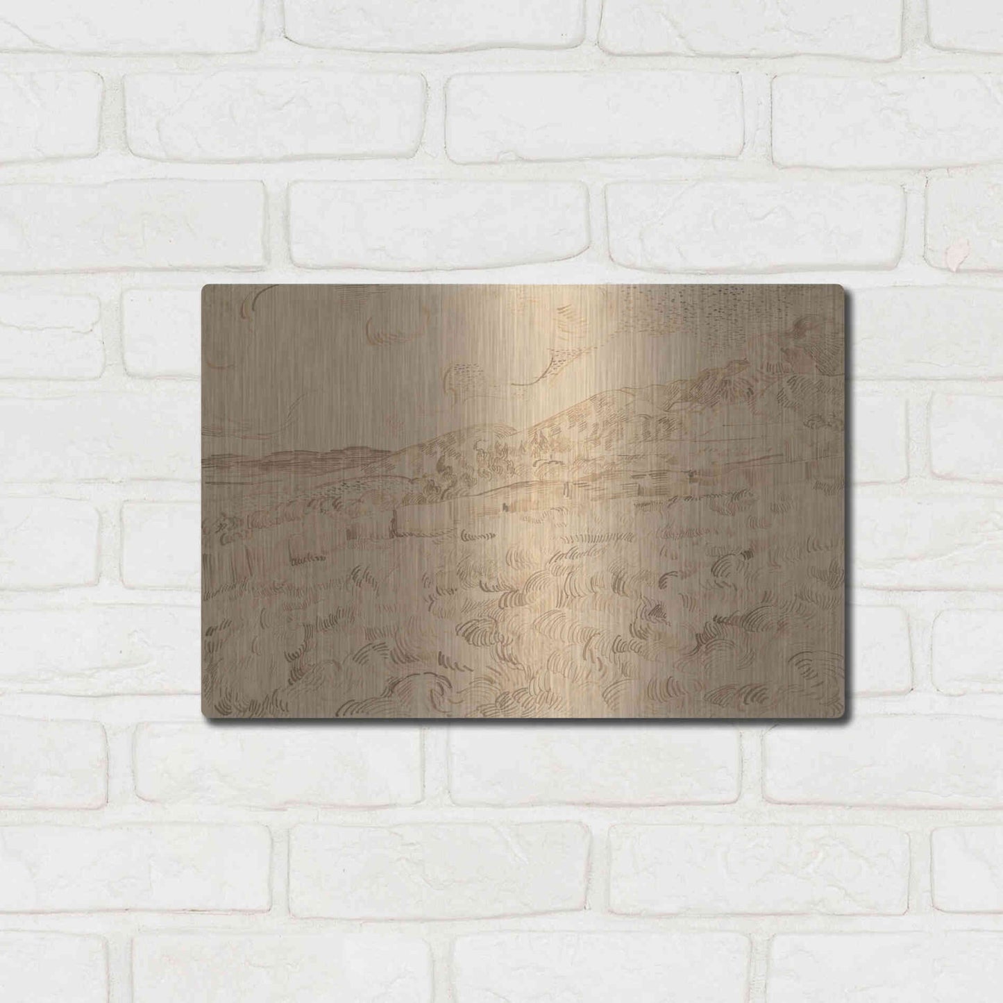 Luxe Metal Art 'The Enclosed Wheatfield After A Storm' by Vincent Van Gogh, Metal Wall Art,16x12