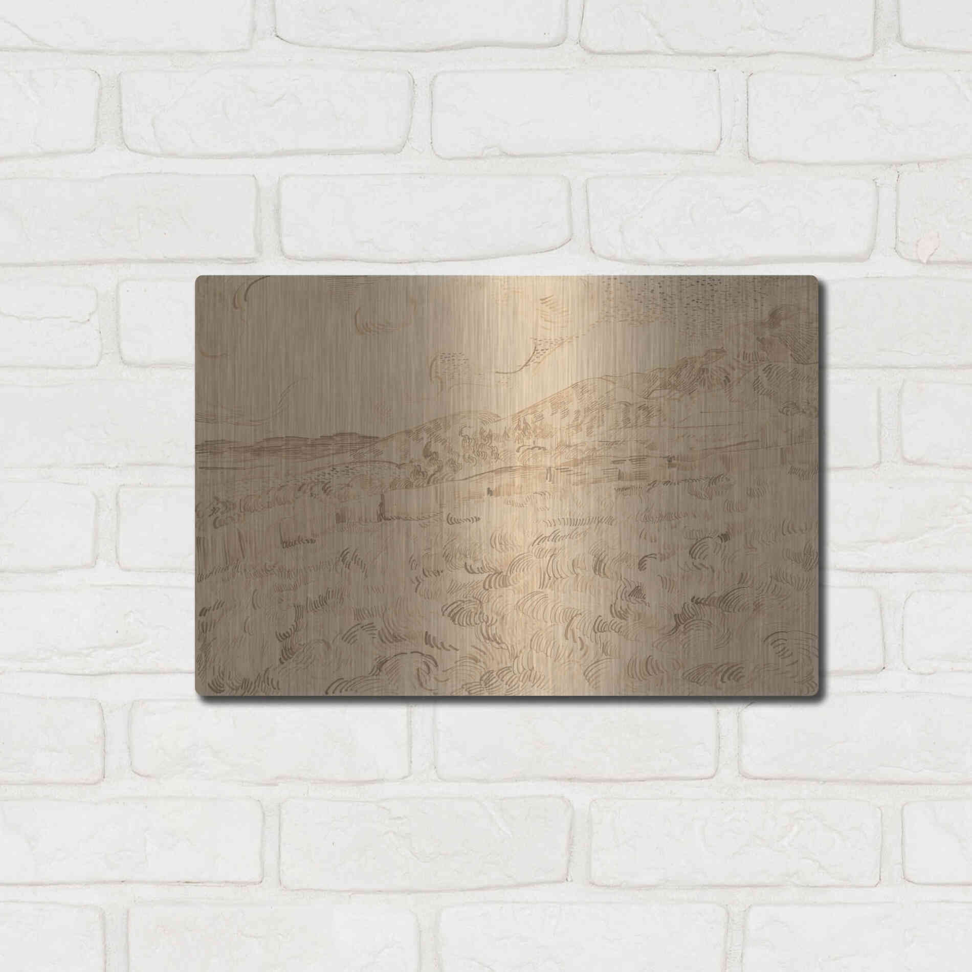 Luxe Metal Art 'The Enclosed Wheatfield After A Storm' by Vincent Van Gogh, Metal Wall Art,16x12