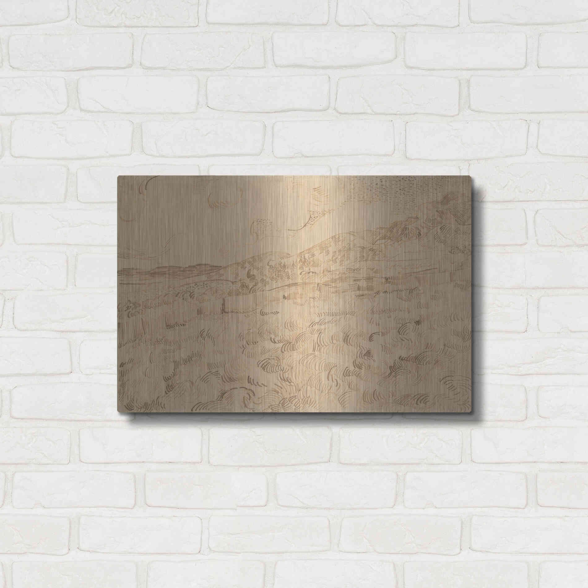 Luxe Metal Art 'The Enclosed Wheatfield After A Storm' by Vincent Van Gogh, Metal Wall Art,24x16