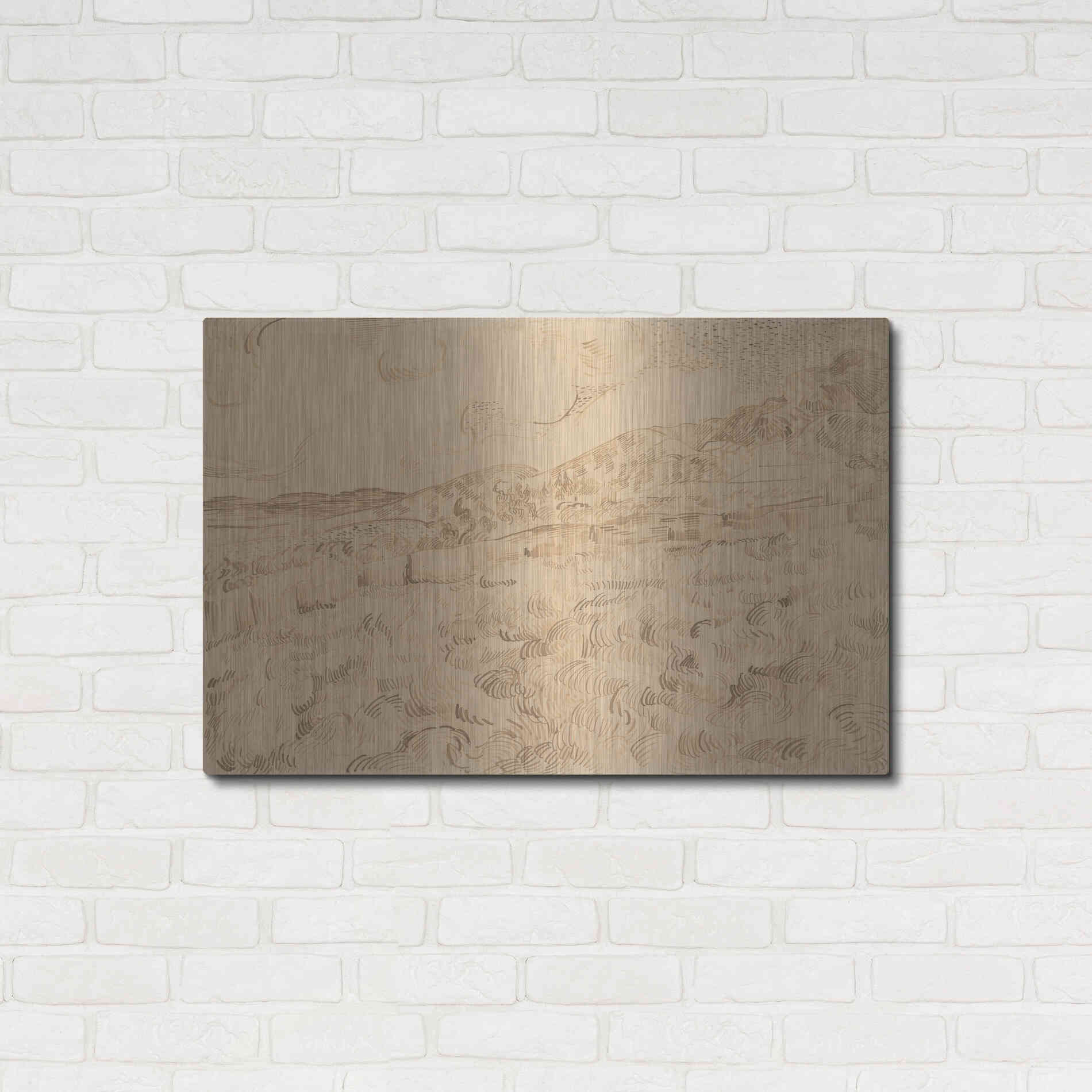 Luxe Metal Art 'The Enclosed Wheatfield After A Storm' by Vincent Van Gogh, Metal Wall Art,36x24