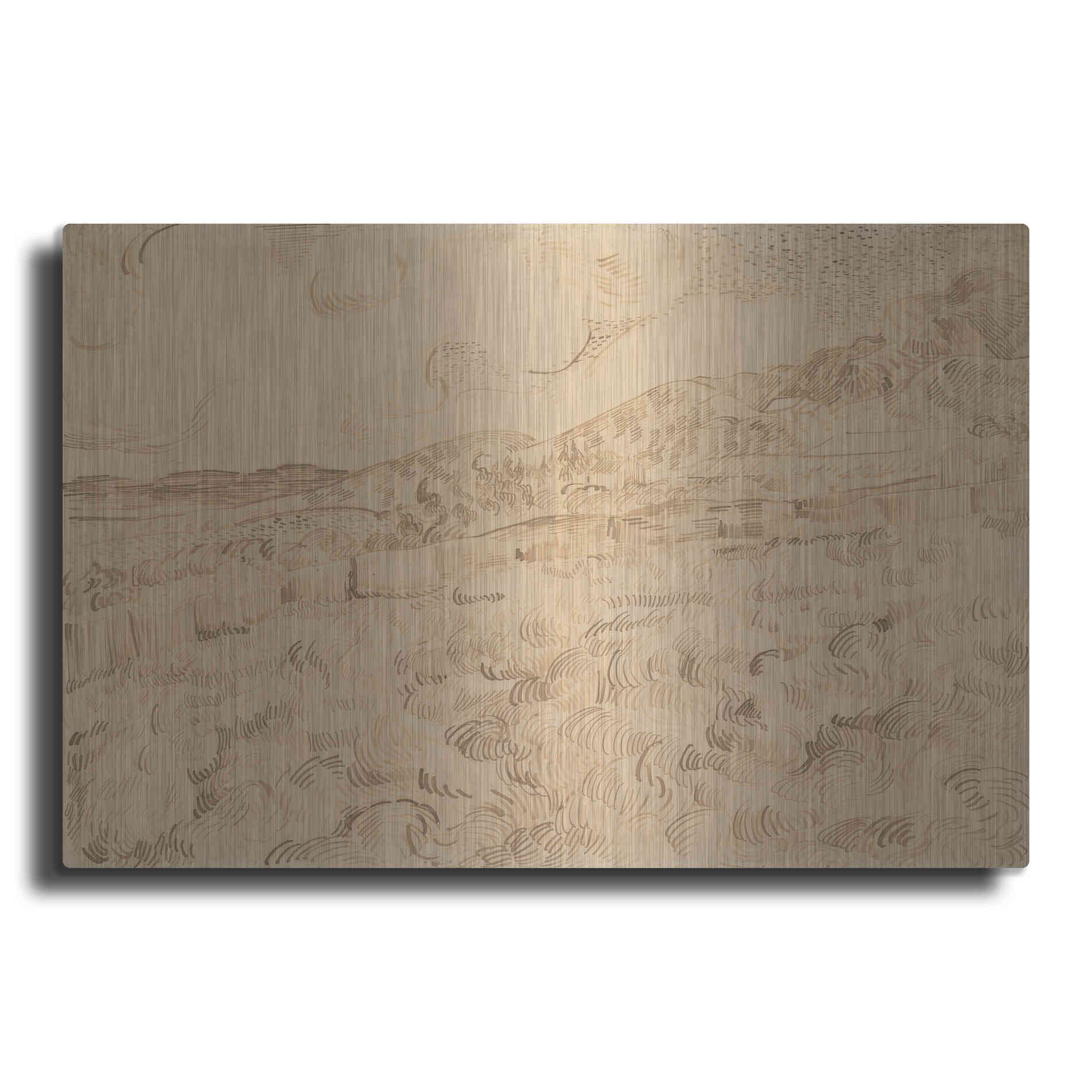 Luxe Metal Art 'The Enclosed Wheatfield After A Storm' by Vincent Van Gogh, Metal Wall Art