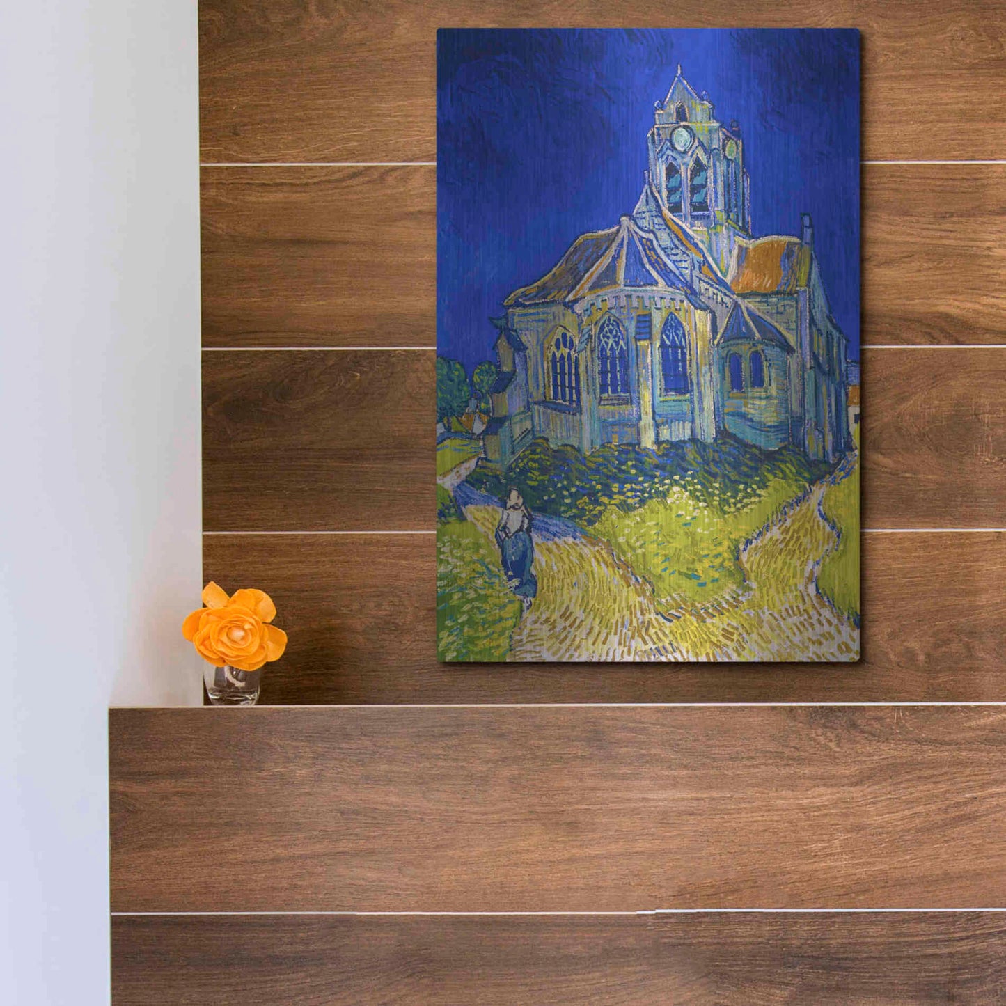 Luxe Metal Art 'The Church In Auvers-Sur-Oise, View From The Chevet' by Vincent Van Gogh, Metal Wall Art,12x16