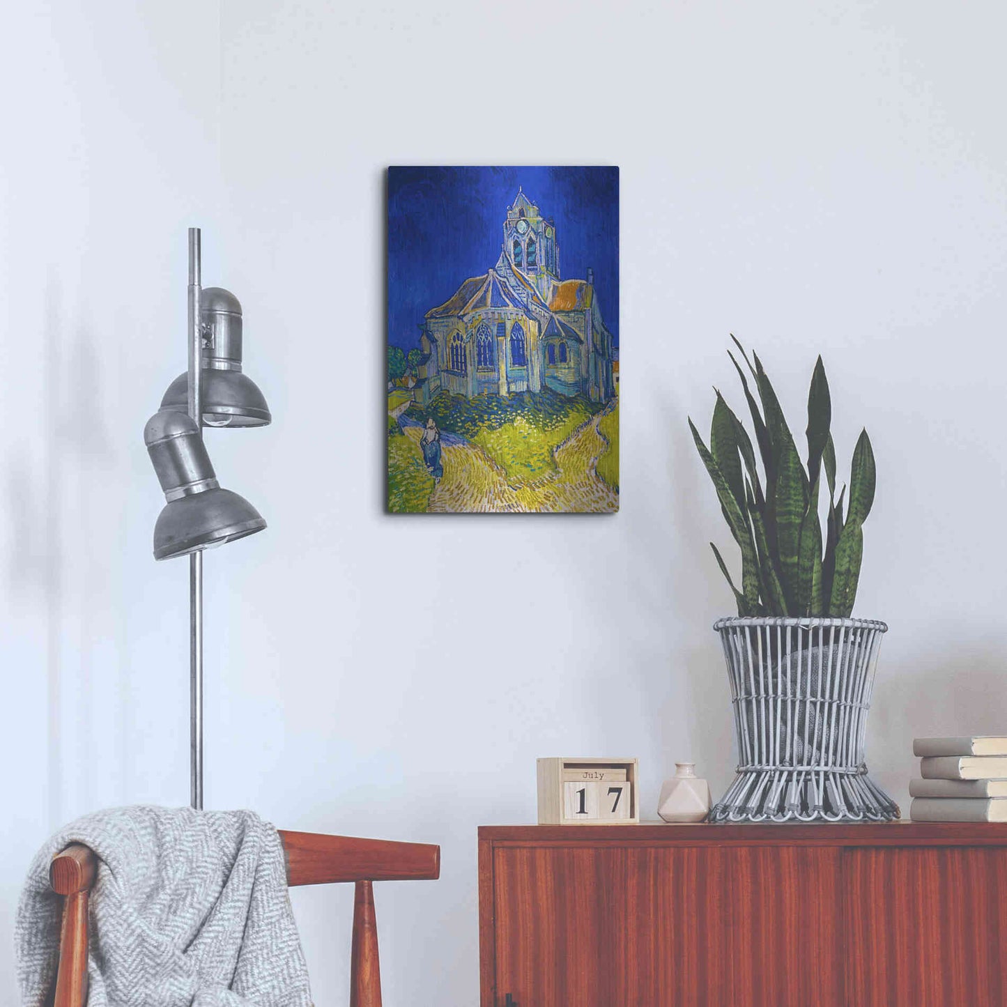 Luxe Metal Art 'The Church In Auvers-Sur-Oise, View From The Chevet' by Vincent Van Gogh, Metal Wall Art,16x24