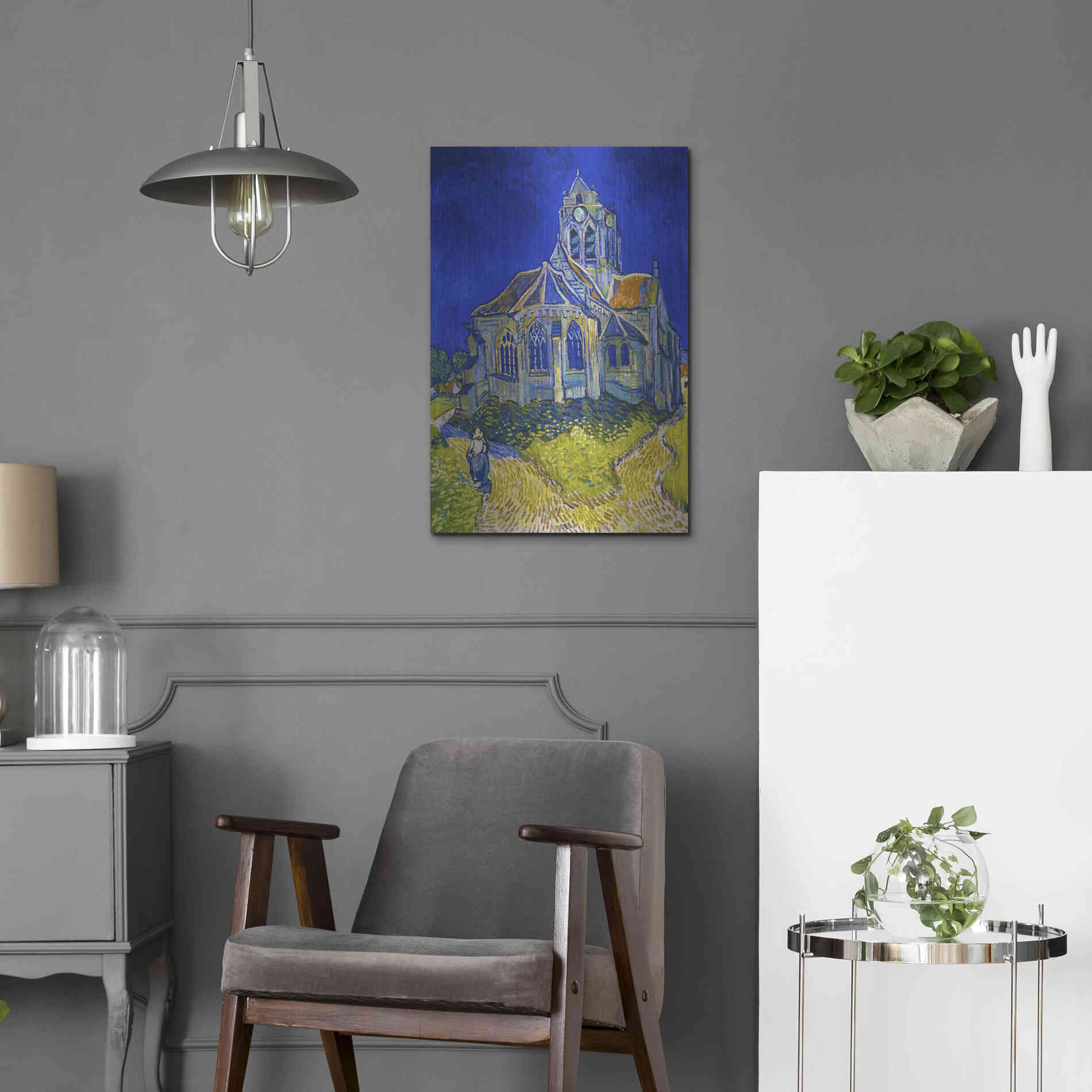 Luxe Metal Art 'The Church In Auvers-Sur-Oise, View From The Chevet' by Vincent Van Gogh, Metal Wall Art,16x24