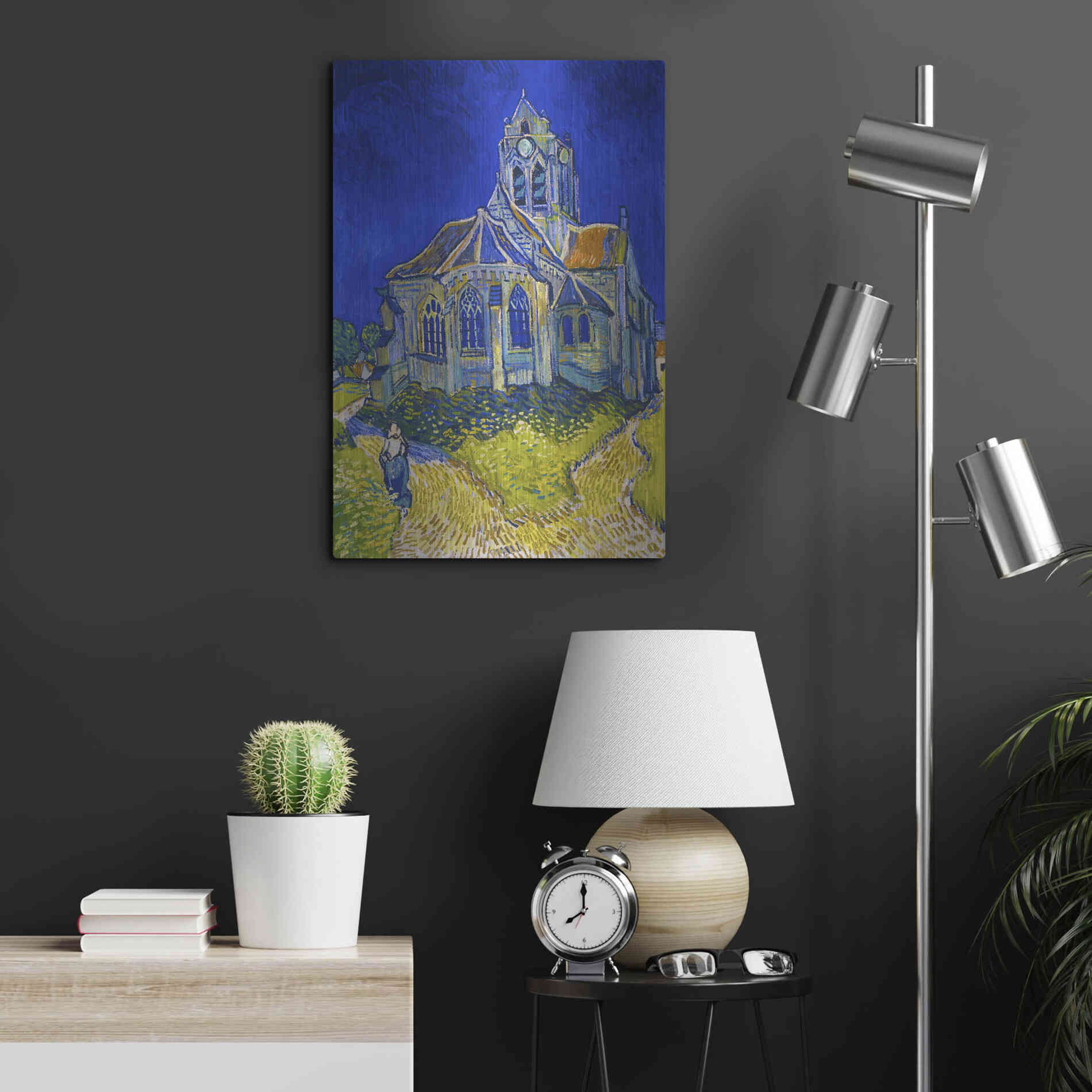 Luxe Metal Art 'The Church In Auvers-Sur-Oise, View From The Chevet' by Vincent Van Gogh, Metal Wall Art,16x24