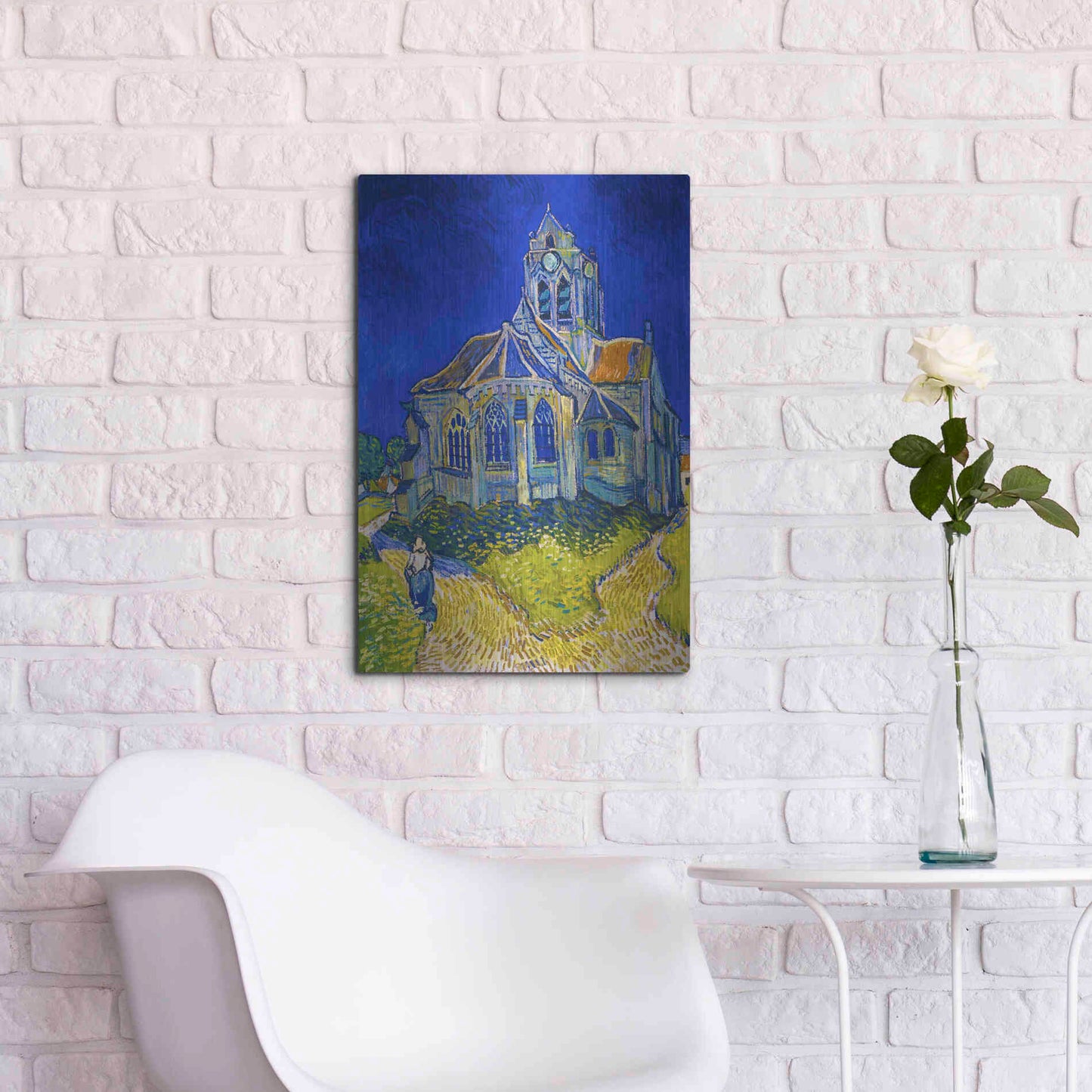 Luxe Metal Art 'The Church In Auvers-Sur-Oise, View From The Chevet' by Vincent Van Gogh, Metal Wall Art,16x24