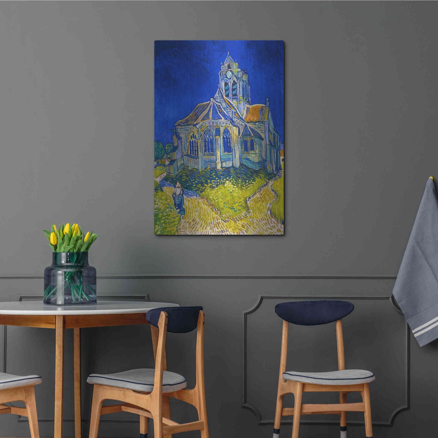 Luxe Metal Art 'The Church In Auvers-Sur-Oise, View From The Chevet' by Vincent Van Gogh, Metal Wall Art,24x36