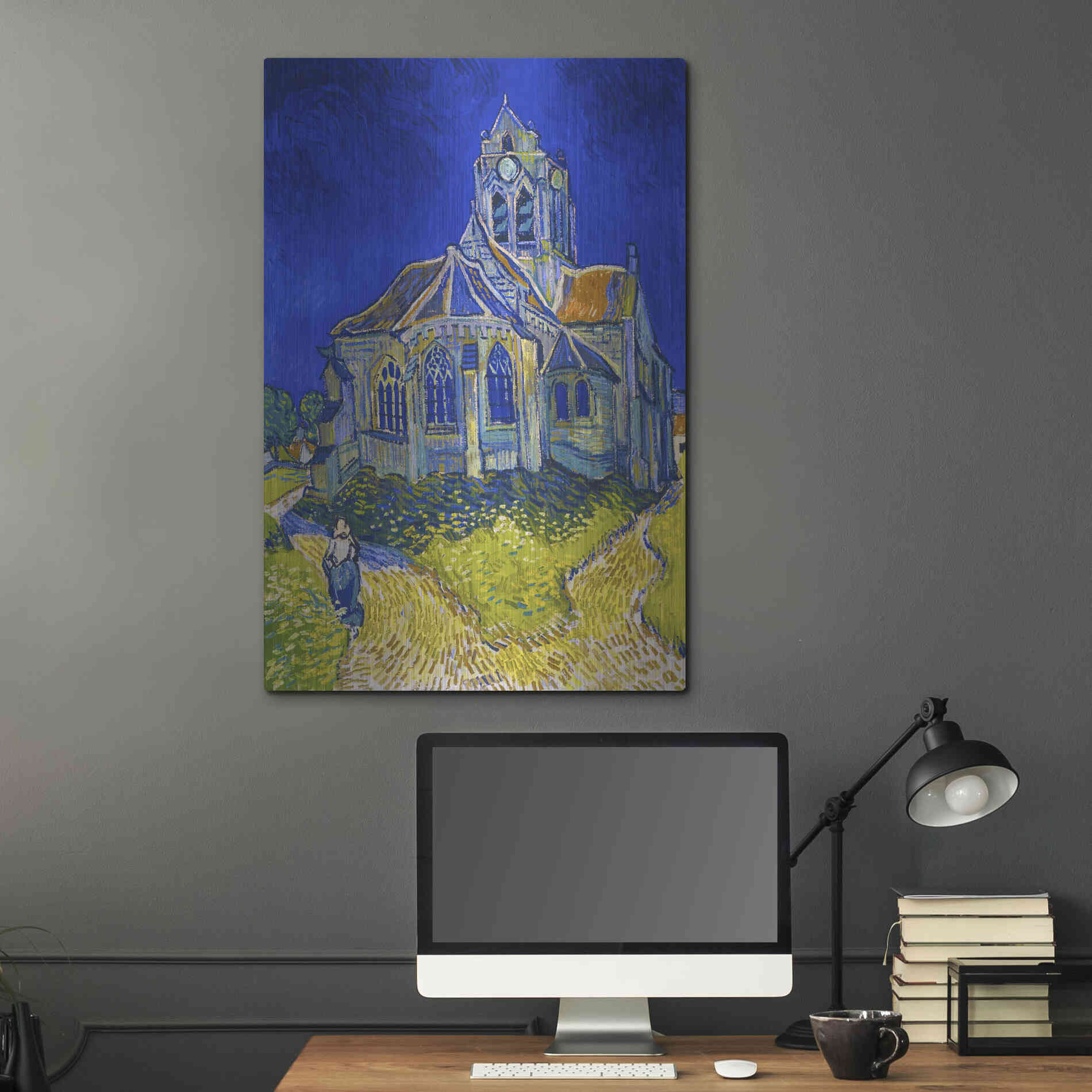 Luxe Metal Art 'The Church In Auvers-Sur-Oise, View From The Chevet' by Vincent Van Gogh, Metal Wall Art,24x36