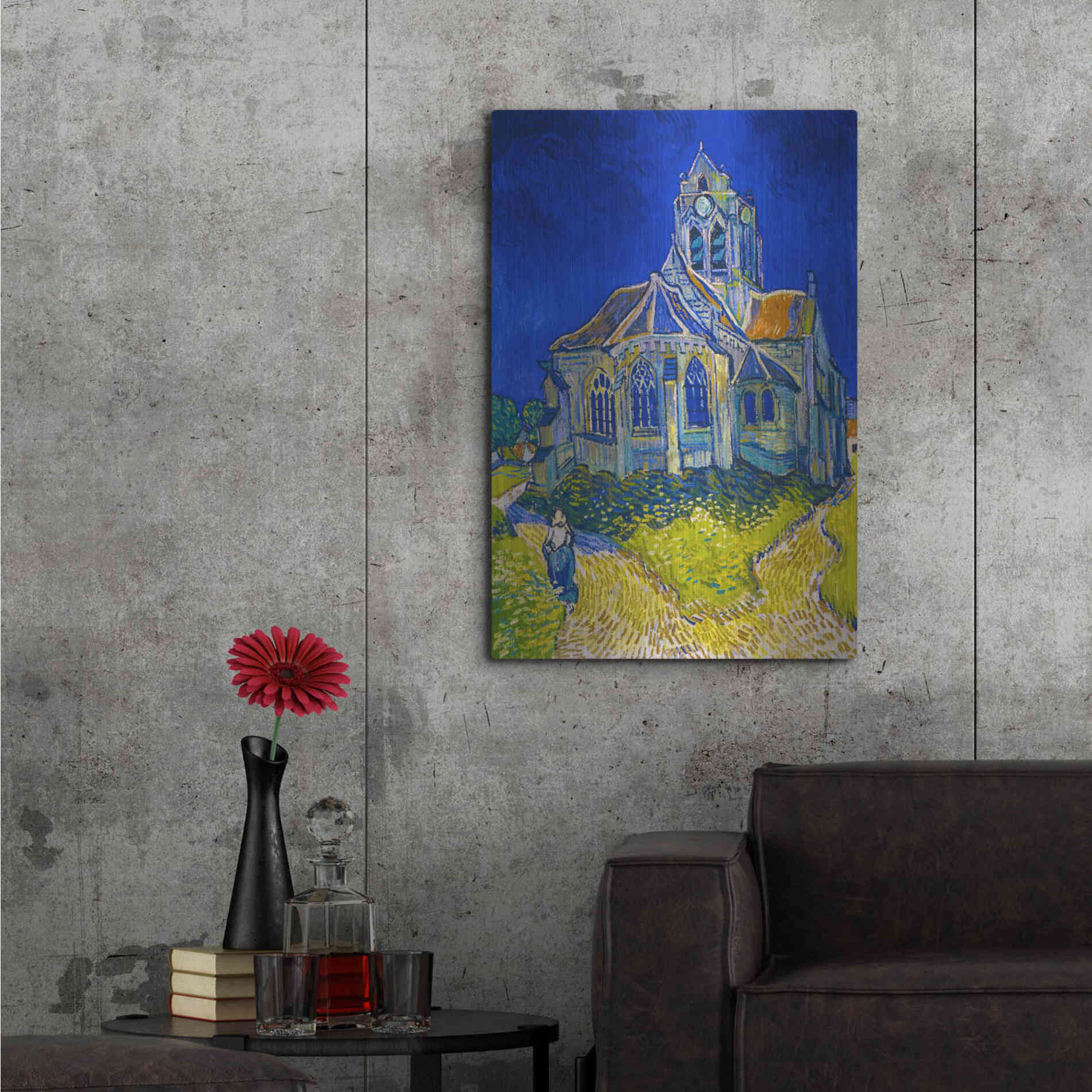 Luxe Metal Art 'The Church In Auvers-Sur-Oise, View From The Chevet' by Vincent Van Gogh, Metal Wall Art,24x36