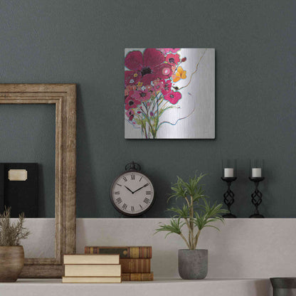 Luxe Metal Art 'Crazy Daisy Pink' by Jan Griggs, Metal Wall Art,12x12