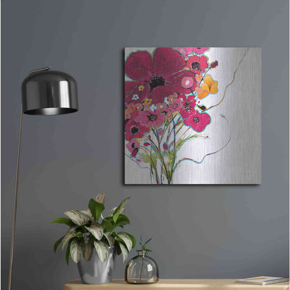 Luxe Metal Art 'Crazy Daisy Pink' by Jan Griggs, Metal Wall Art,24x24