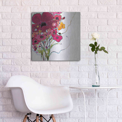 Luxe Metal Art 'Crazy Daisy Pink' by Jan Griggs, Metal Wall Art,24x24