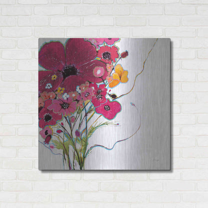 Luxe Metal Art 'Crazy Daisy Pink' by Jan Griggs, Metal Wall Art,36x36