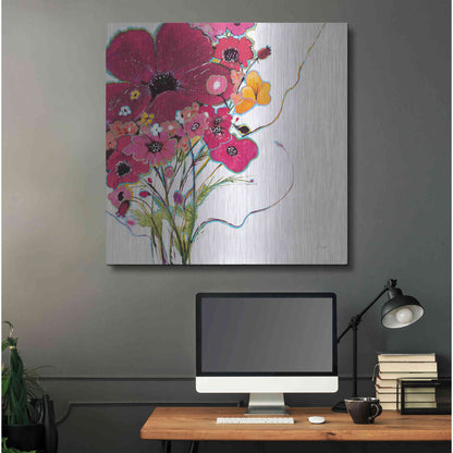 Luxe Metal Art 'Crazy Daisy Pink' by Jan Griggs, Metal Wall Art,36x36