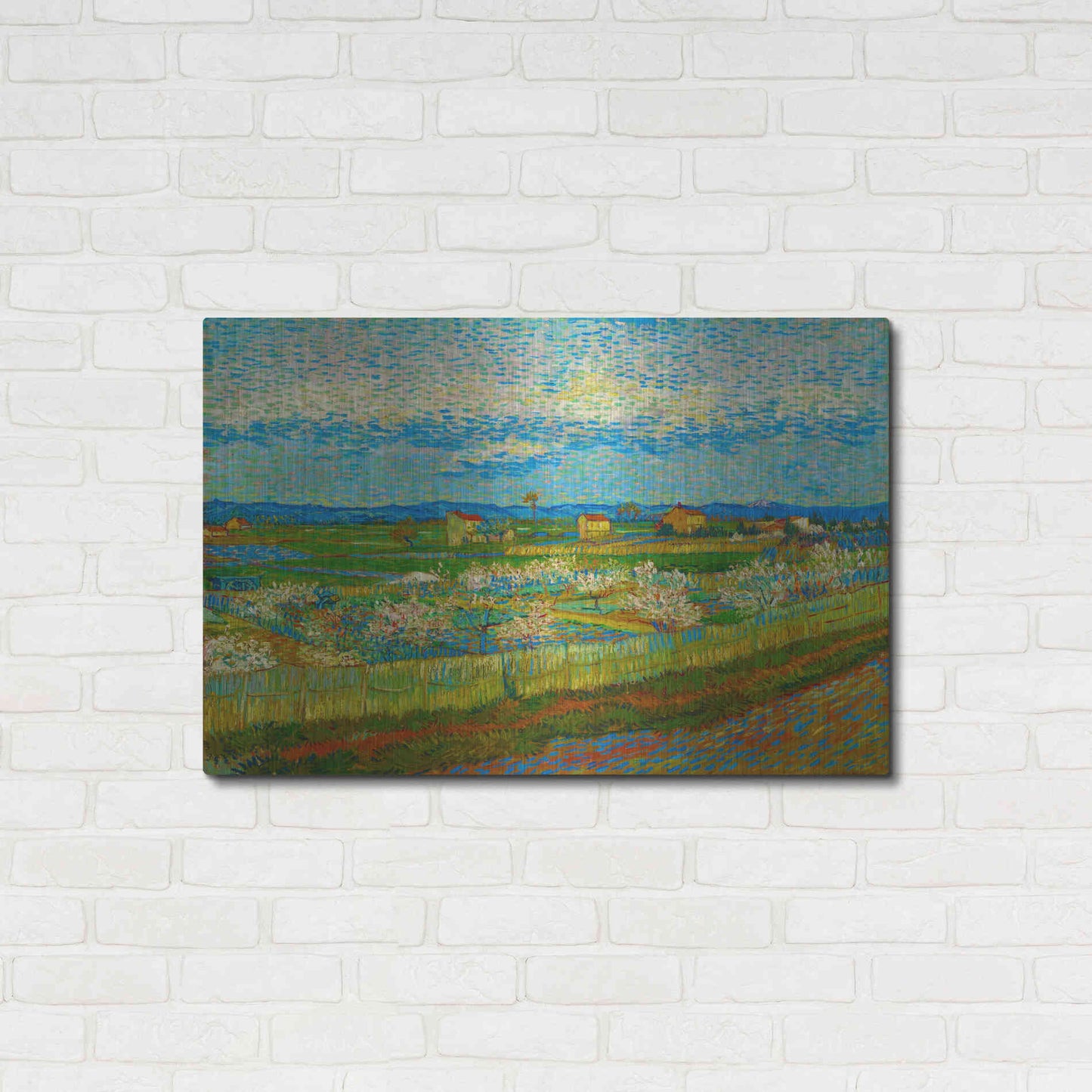 Luxe Metal Art 'Peach Trees In Blossom' by Vincent Van Gogh, Metal Wall Art,36x24