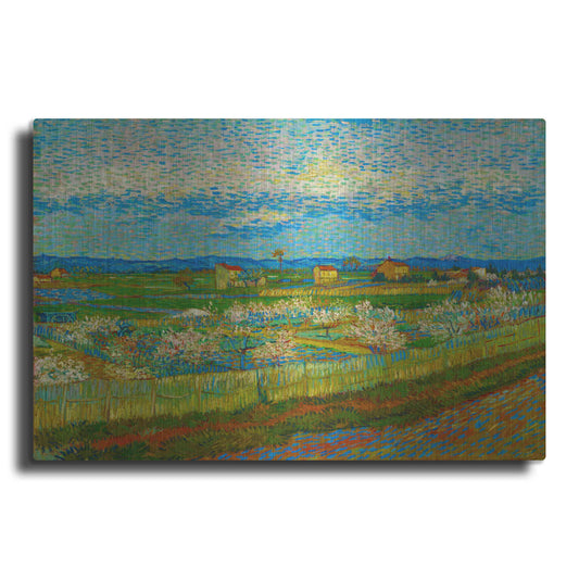 Luxe Metal Art 'Peach Trees In Blossom' by Vincent Van Gogh, Metal Wall Art