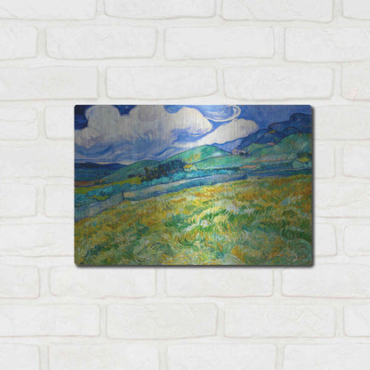 Luxe Metal Art 'Landscape From Saint-Remy' by Vincent Van Gogh, Metal Wall Art,16x12