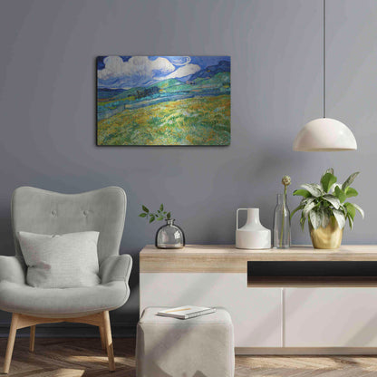 Luxe Metal Art 'Landscape From Saint-Remy' by Vincent Van Gogh, Metal Wall Art,24x16