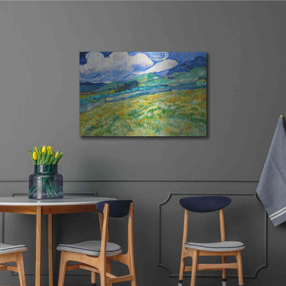 Luxe Metal Art 'Landscape From Saint-Remy' by Vincent Van Gogh, Metal Wall Art,36x24