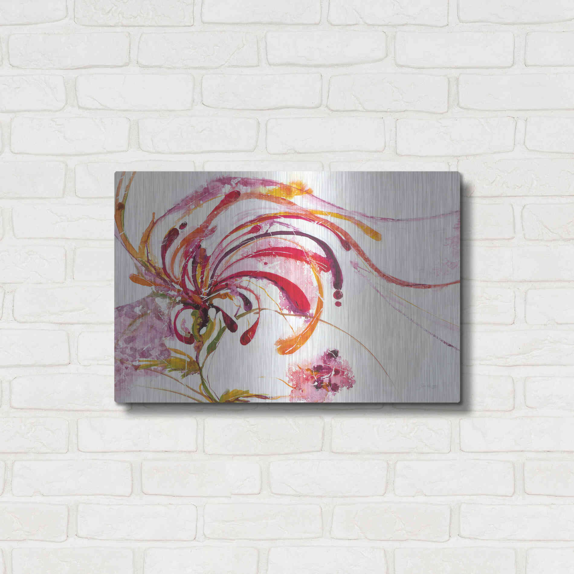 Luxe Metal Art 'Moving and Shaking Bright on White' by Jan Griggs, Metal Wall Art,24x16