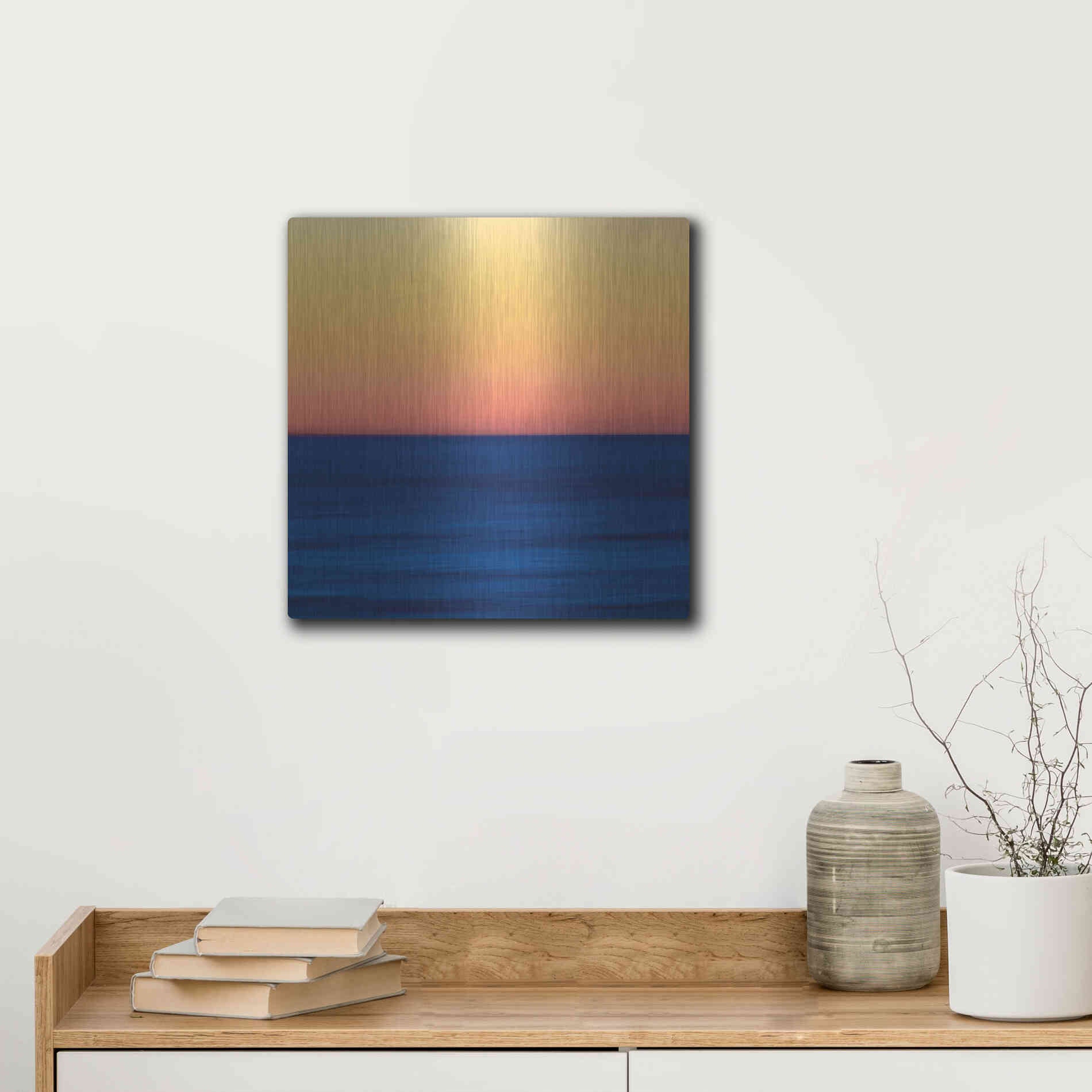 Luxe Metal Art 'Fire Water' by Katherine Gendreau, Metal Wall Art,12x12