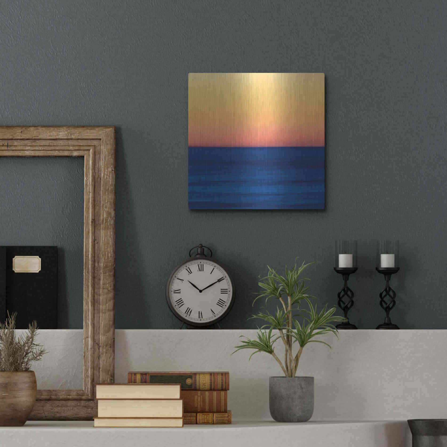 Luxe Metal Art 'Fire Water' by Katherine Gendreau, Metal Wall Art,12x12