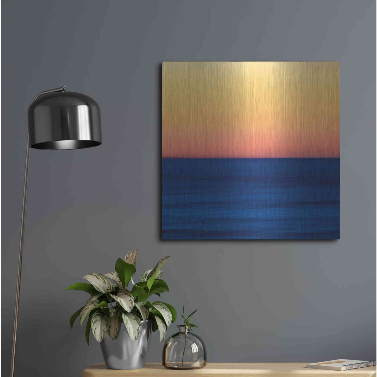 Luxe Metal Art 'Fire Water' by Katherine Gendreau, Metal Wall Art,24x24