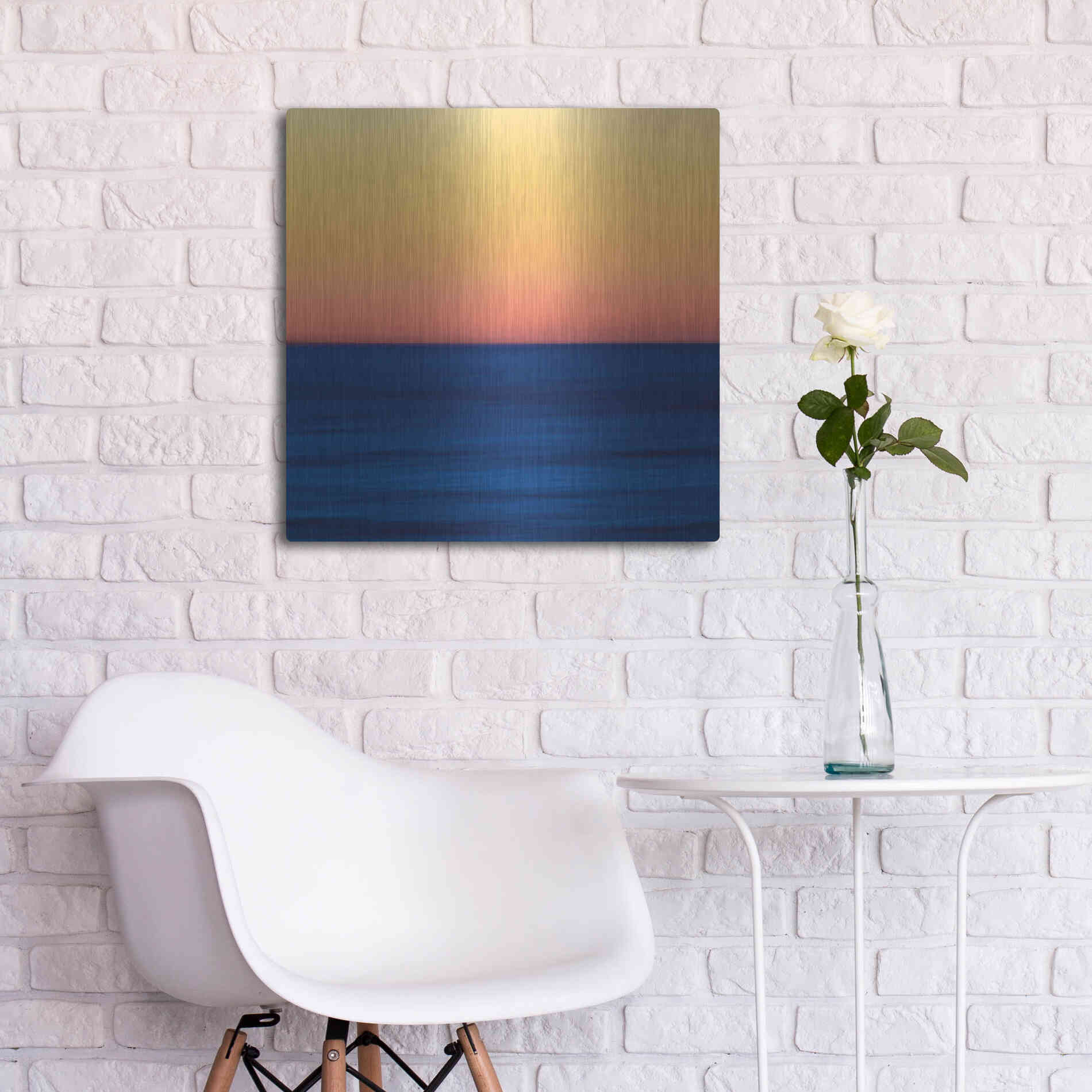 Luxe Metal Art 'Fire Water' by Katherine Gendreau, Metal Wall Art,24x24