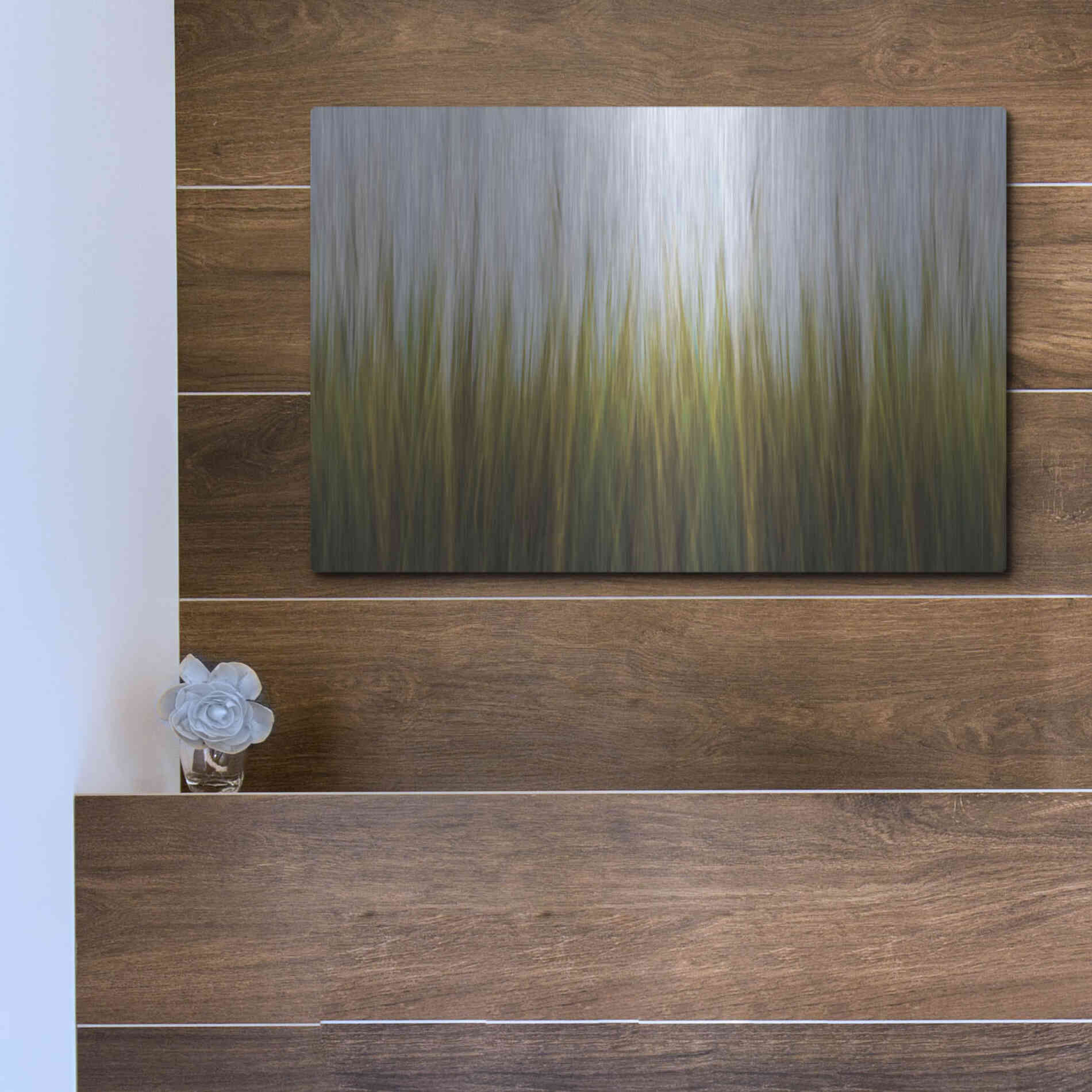 Luxe Metal Art 'Sea Grass Canvas' by Katherine Gendreau, Metal Wall Art,16x12