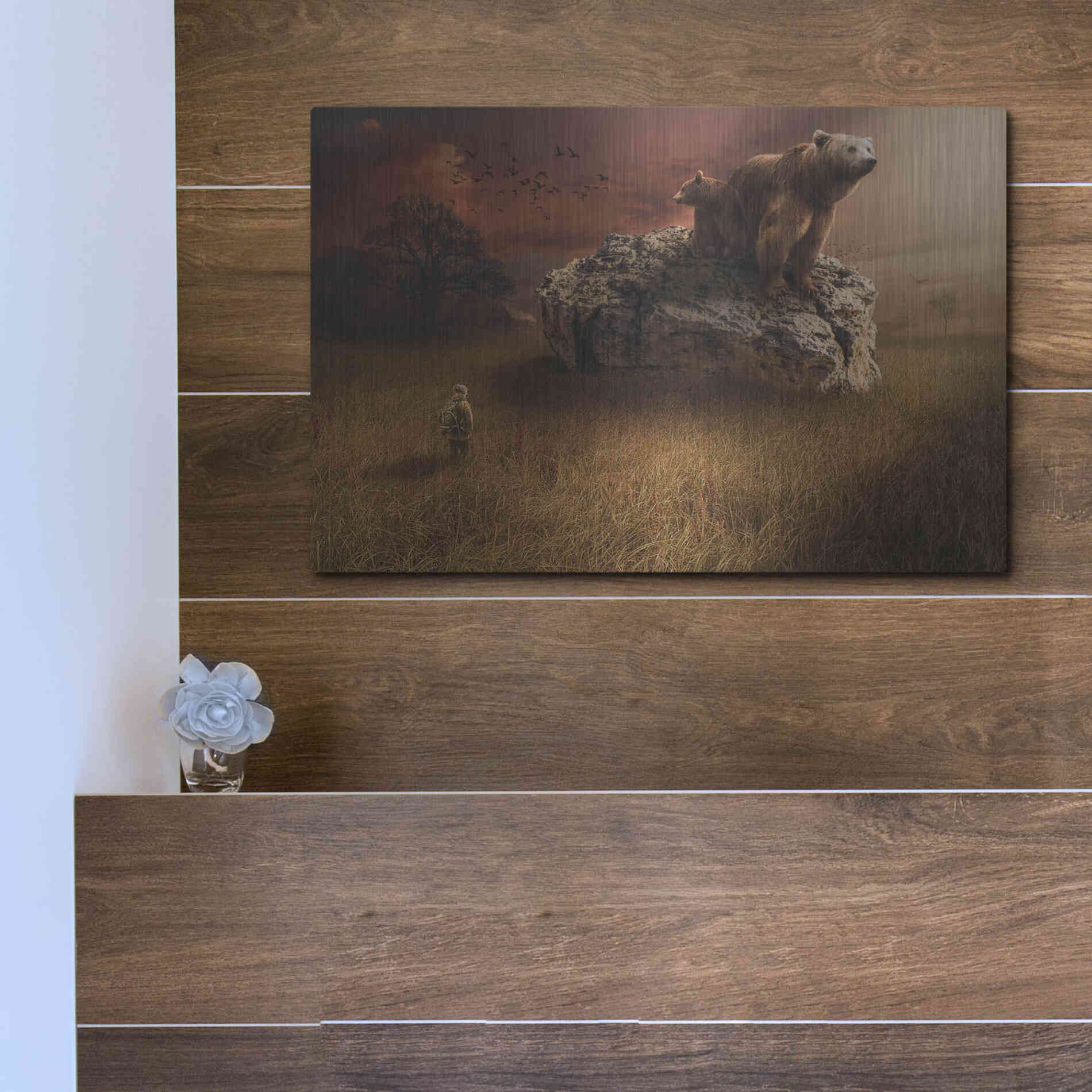 Luxe Metal Art 'Bear With Me' by Alan, Metal Wall Art,16x12