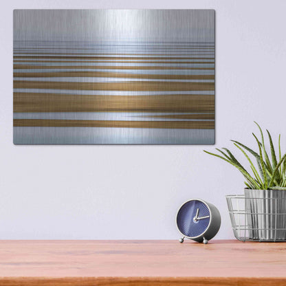 Luxe Metal Art 'Sand Flats in Fog' by Katherine Gendreau, Metal Wall Art,16x12